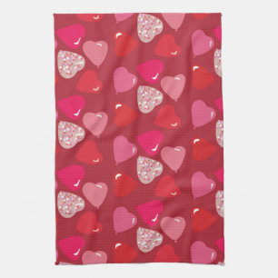 Valentines Mini Heart Balloons Red Pink Towel