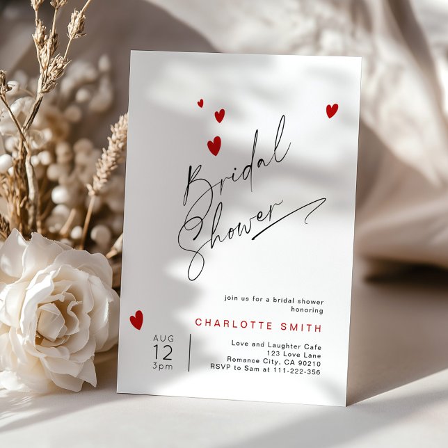 Valentines Modern simple script Bridal shower Invitation (Creator Uploaded)