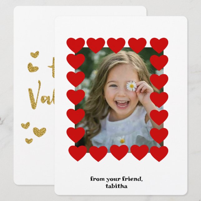 valentines modernes carte photo, valentines simple (Devant / Derrière)