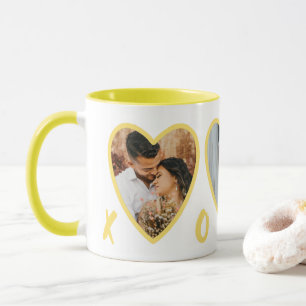 Valentines modernes Coeurs Jaunes Photo Mug