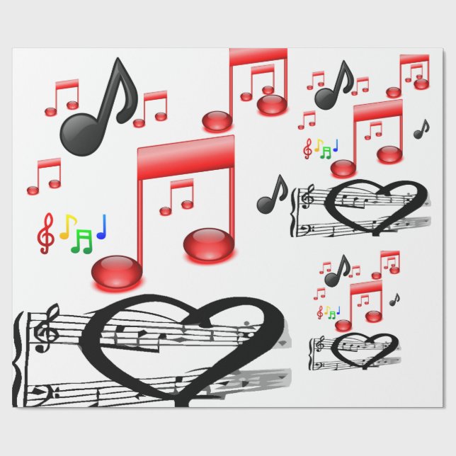 Valentine's musician's wrapping paper (Flat)