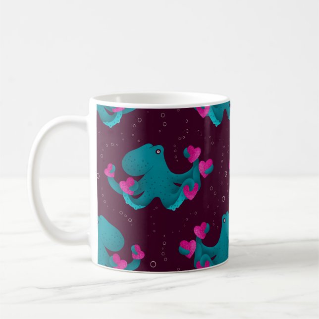Valentine's Octopus and Hearts Coffee Mug (Left)