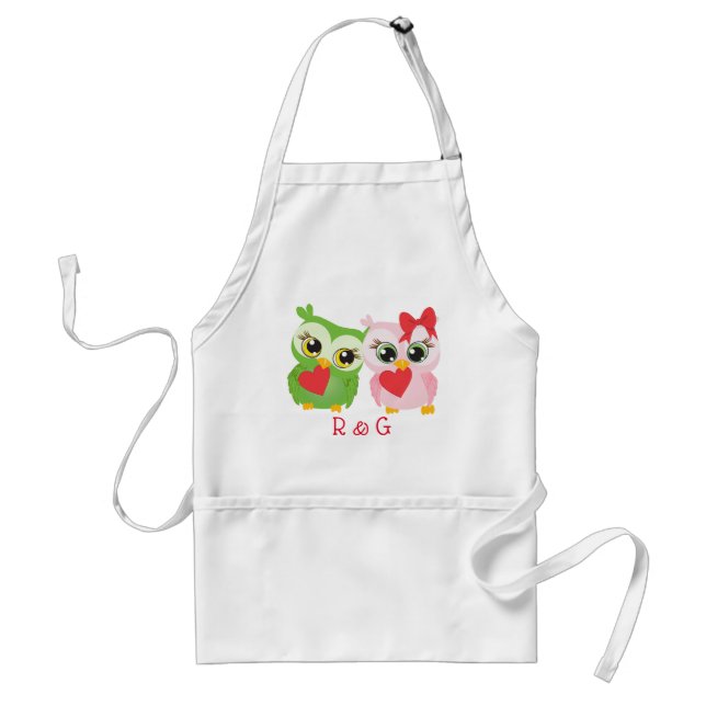 Valentines Owls in Love Standard Apron (Front)