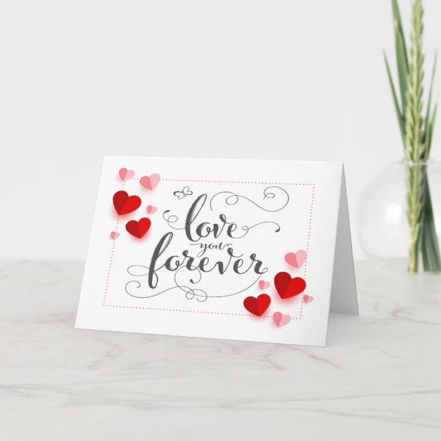 Valentine's Paper Hearts  Note Card (Front)