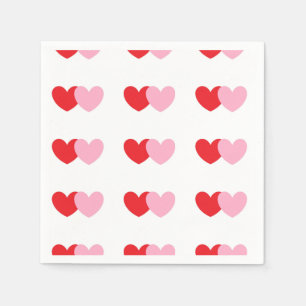 Valentines Party Napkins With Pink and Red Hearts