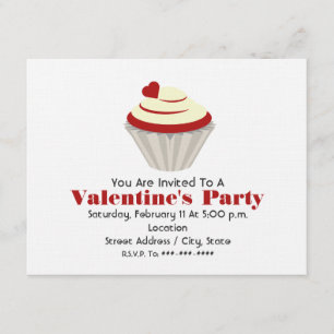 Valentine's Party - Red Velvet Cupcake Invitation