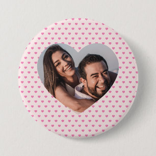 Valentines Personalized pink Heart Shape 3 Inch Round Button