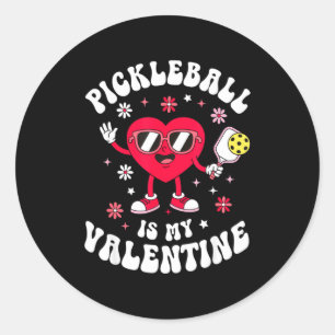 Valentines pickleball is valentines day heart wome classic round sticker