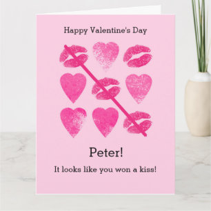 Valentines Pink game with lips and hearts Card