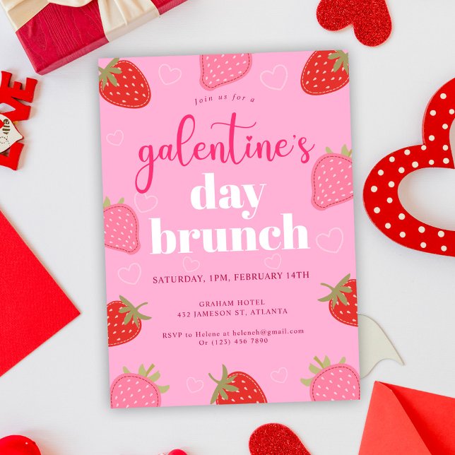 Valentine's Pink Girly Galentine's Day Brunch Invitation (Valentine's Pink Girly Galentine's Day Brunch Invitation)