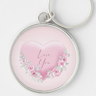 Valentines Pink Heart Keychain