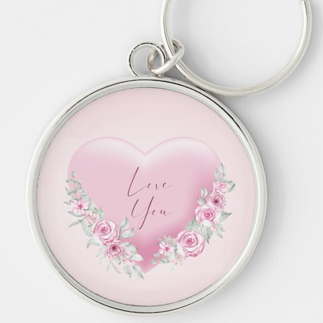 Valentines Pink Heart Keychain (Front)