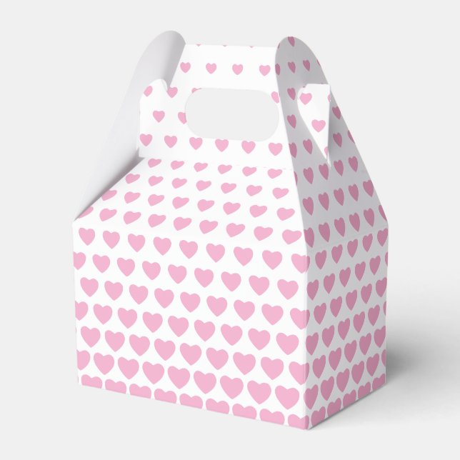 Valentines Pink Heart Shape Pattern Favor Box (Front Side)