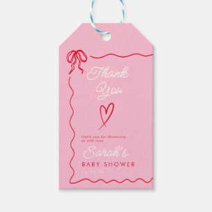 Valentines Pink Red Baby Shower Welcome Sign Gift Tags