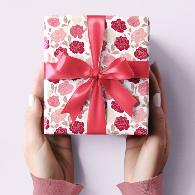 Valentine's Pink & Red Roses Wrapping Paper  (Creator Uploaded)