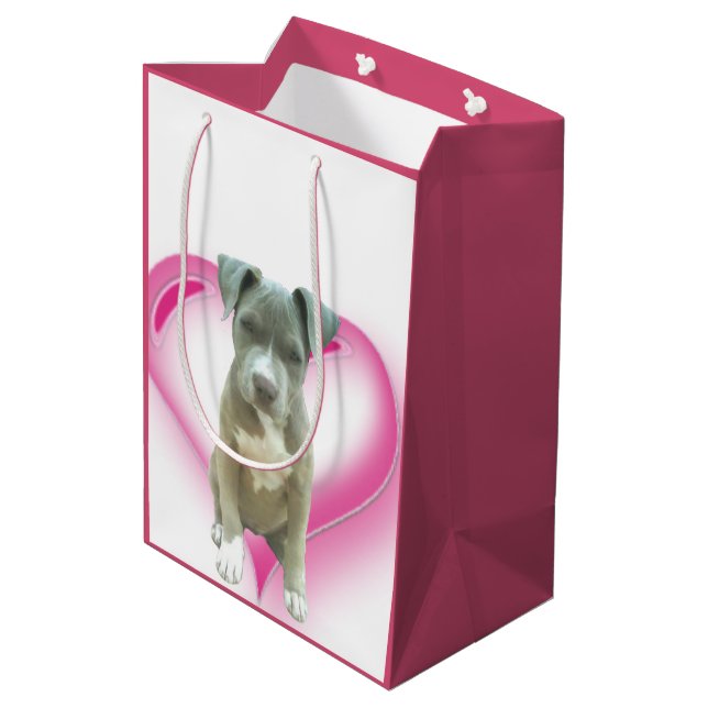 Valentine's Pitbull dog Gift Bag (Back Angled)