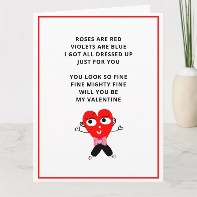 Valentines Poem Roses Are Red Girlfriend Card (Front)