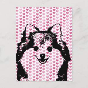 Valentines - Pomeranian Silhouette Holiday Postcard