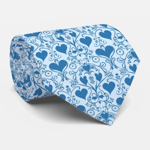 Valentine's Pretty Blue Hearts on Light Blue Tie