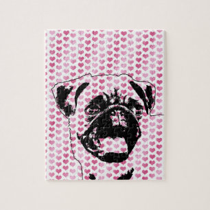 Valentines - Pug Silhouette Jigsaw Puzzle