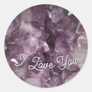 Valentines Purple Amethyst Crystal  Classic Round Sticker
