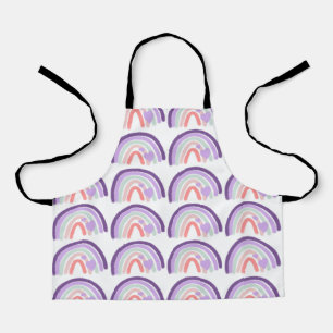 Valentines Purple Hand Drawn Rainbow Pattern  Apron