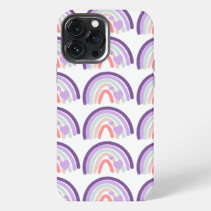 Valentines Purple Hand Drawn Rainbow Pattern iPhone 13 Pro Max Case