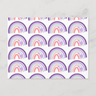 Valentines Purple Hand Drawn Rainbow Pattern Postcard