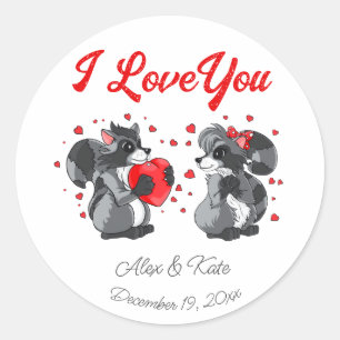  Valentines Raccoon  Classic Round Sticker