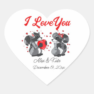 Valentines Raccoon  Heart Sticker