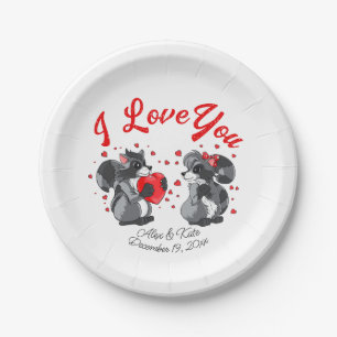  Valentines Raccoon  Paper Plate