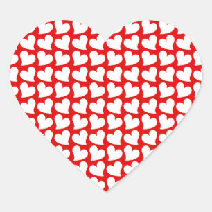 VALENTINES RED AND WHITE HEARTS VALENTINE  HEART STICKER