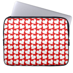 VALENTINES RED AND WHITE HEARTS VALENTINE LAPTOP SLEEVE