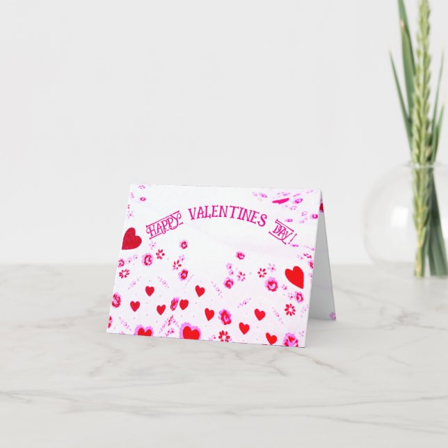 Valentine's red hearts wish happy day personalize holiday card (Front)