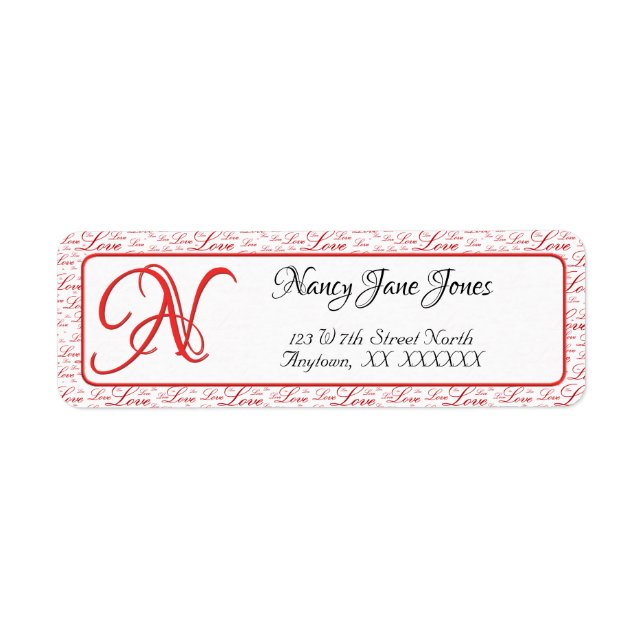 Valentine's Red Love Typographie Motif aléatoire (Devant)