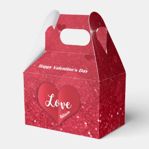 Valentines Red Paper Heart Glitter Favour Box Gabl