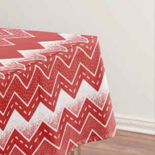 Valentines Red & White Chevron Pattern Tablecloth