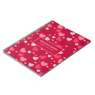 Valentine's Red & White Hearts Pattern Notebook