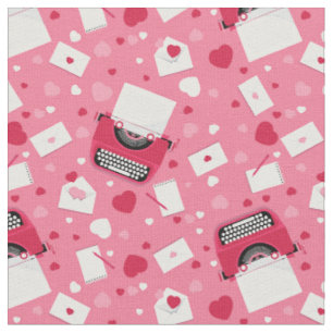 valentines romance typewriter love letters hearts fabric