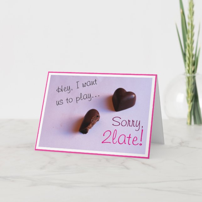 Valentines Romantic Chocolate Hearts any Text Holiday Card (Front)