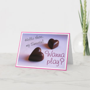 Valentines Romantic Chocolate Hearts Play any Text Holiday Card