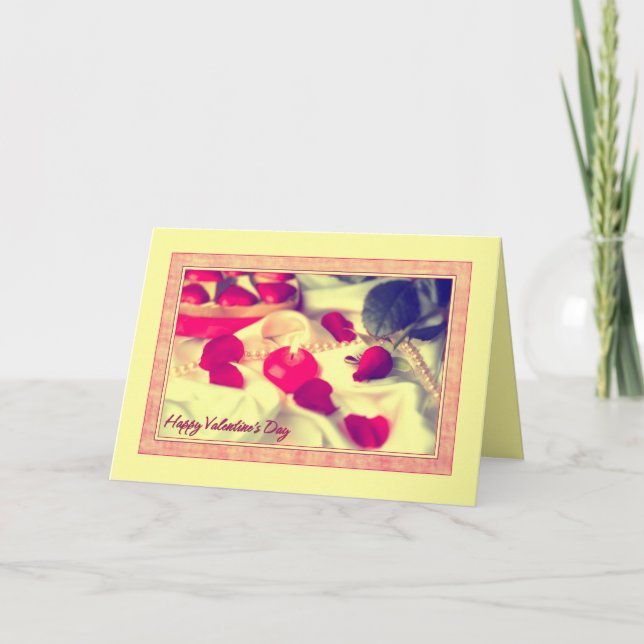 Valentine's Rose & Candle Holiday Card (Front)