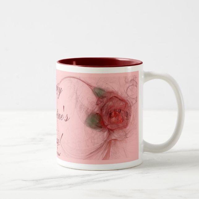VALENTINE'S ROSE ~ On Pink Two-Tone Coffee Mug (Right)