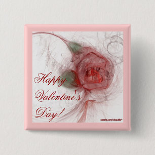 VALENTINE'S ROSE ~ On White 2 Inch Square Button