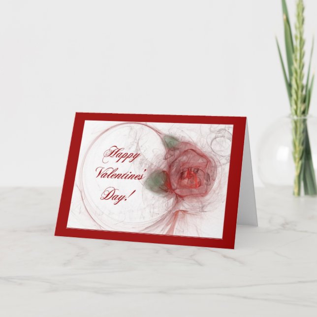 VALENTINE'S ROSE ~ On White Holiday Card (Front)