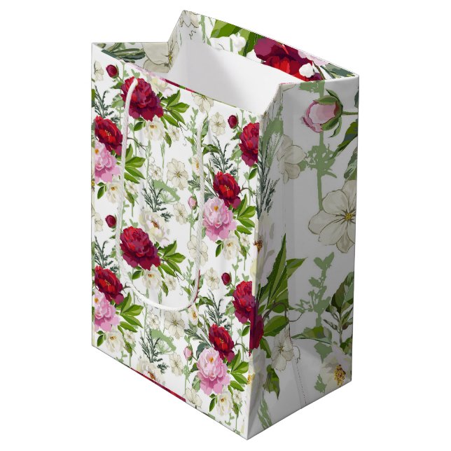 Valentine's Roses  Medium Gift Bag (Front Angled)
