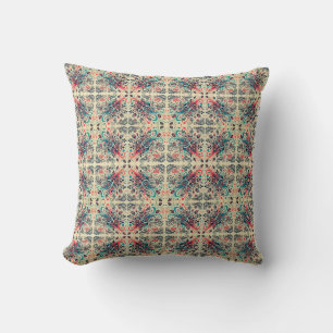 Valentines Roses /Pink & Teal Splatter Art Natural Throw Pillow