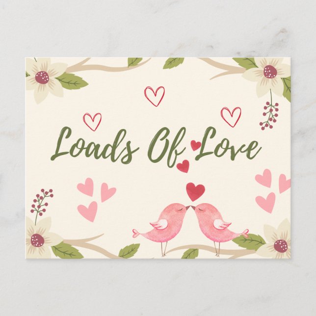 Valentine's Rustic Loads of Love Floral Cute Postcard (Front)