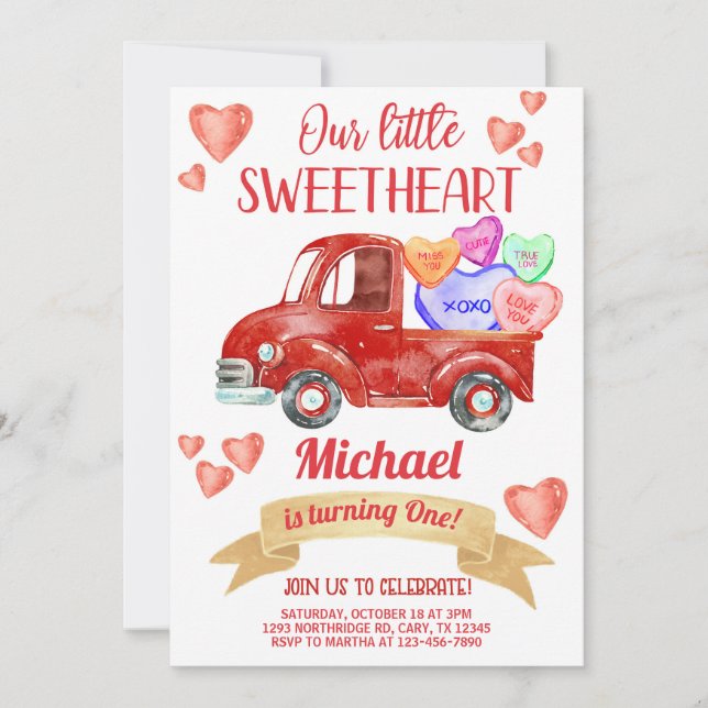 Valentines Saint Valentin invitation garçon annive (Devant)