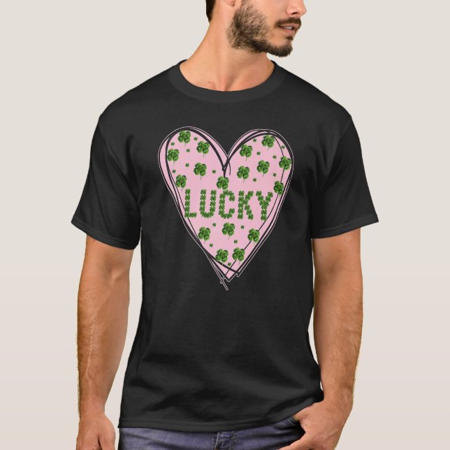 Valentine's Shamrock Heart St Patrick's Day Four L T-Shirt (Front)